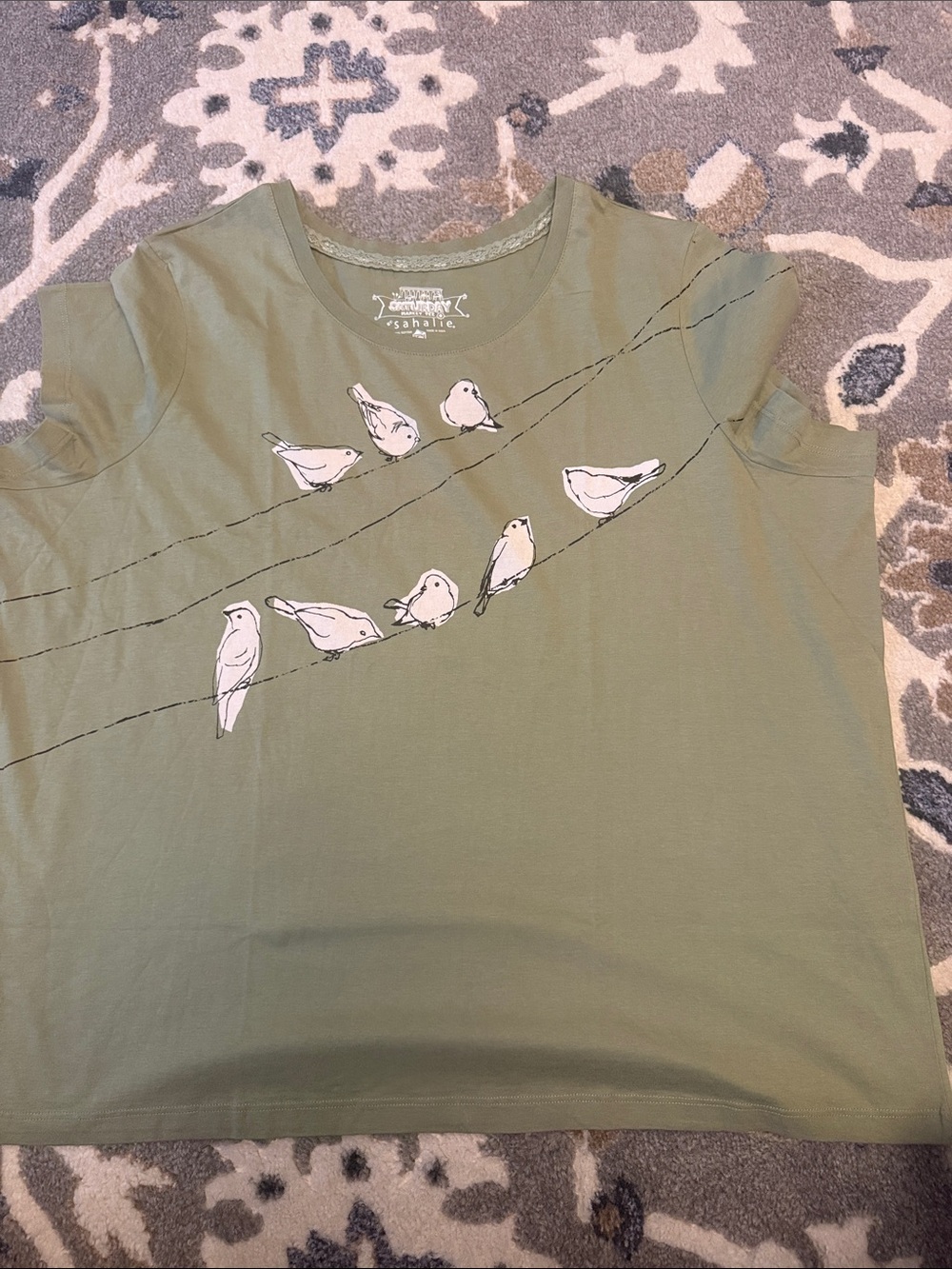 sahalie Olive Green Bird Graphic Tee size 3X